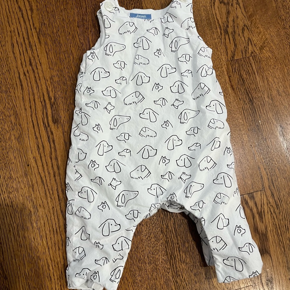 Jacadi Paris dog print romper - fleece inside - size 3m